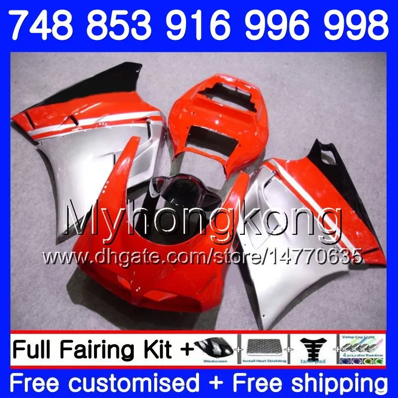 Kit Pour DUCATI 748S 748 853 916 996 998 S R 94 99 00 01 02 327HM.35 853S 916R 996R 998S 748R 1994 1999 2000 2001 2002 Carénage rouge argenté