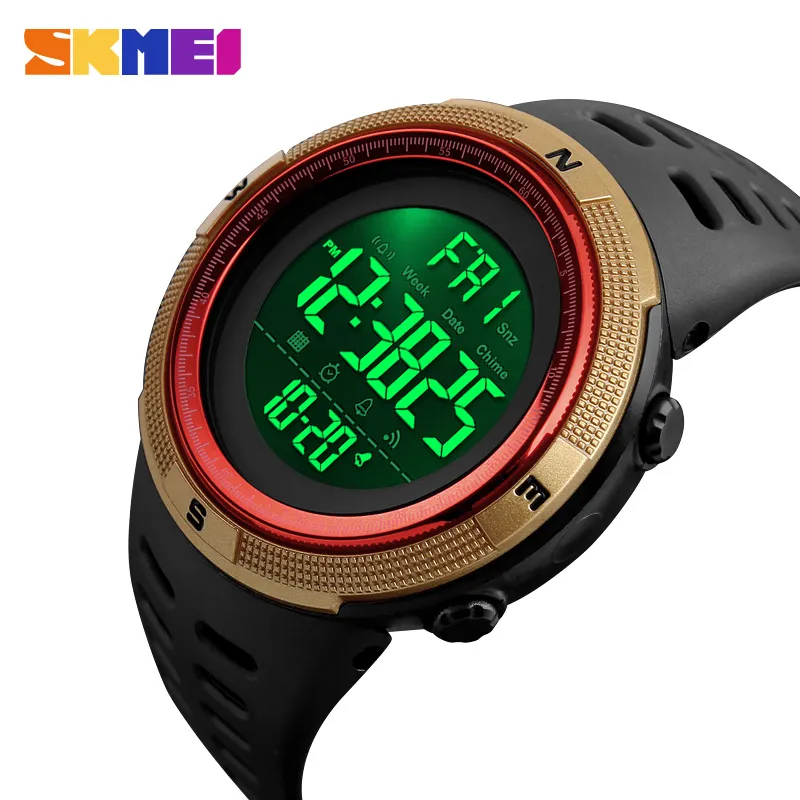 SKMEI Orologio sportivo da uomo Dual Time Orologi Sveglia Conto alla rovescia 5Bar Orologio digitale impermeabile Relogio Masculino Relogio 1251252r