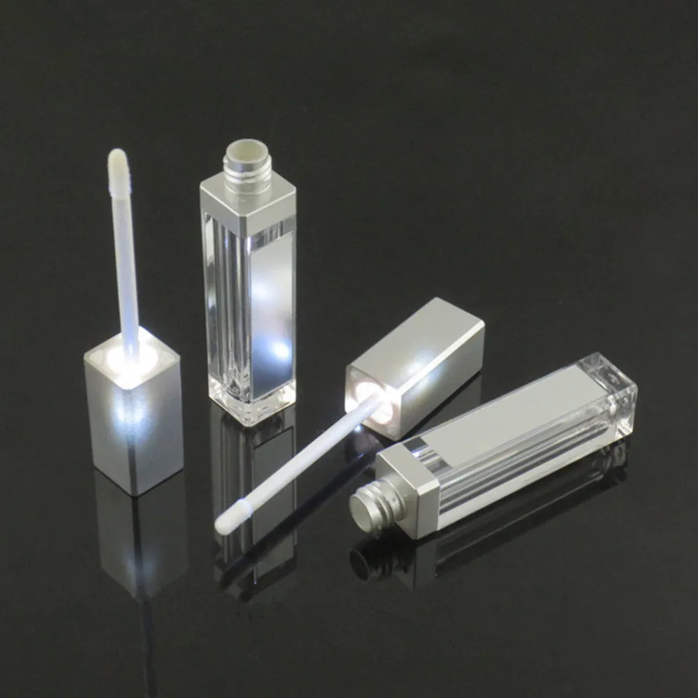 Tubo quadrato per lucidalabbra da 7 ml Bottiglia vuota per lucidalabbra per trucco con specchio luminoso a LED Contenitori cosmetici trasparenti Strumenti per il trucco DHL gratuito