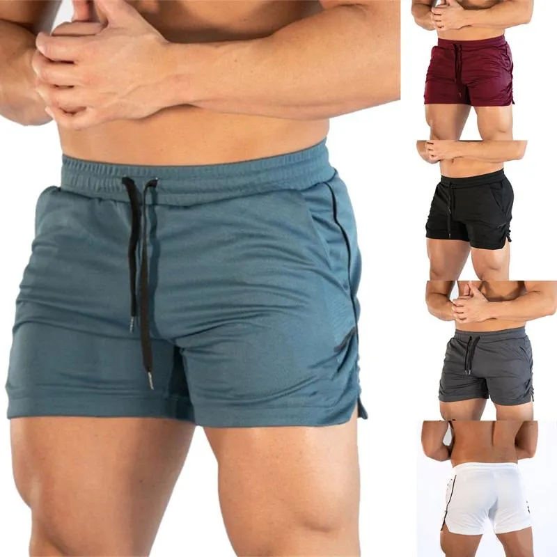 Men Solid Elastic Waist Workout Training Shorts Pants Running Sweatshorts with Drawstring Sports Casual Fitness Shorts