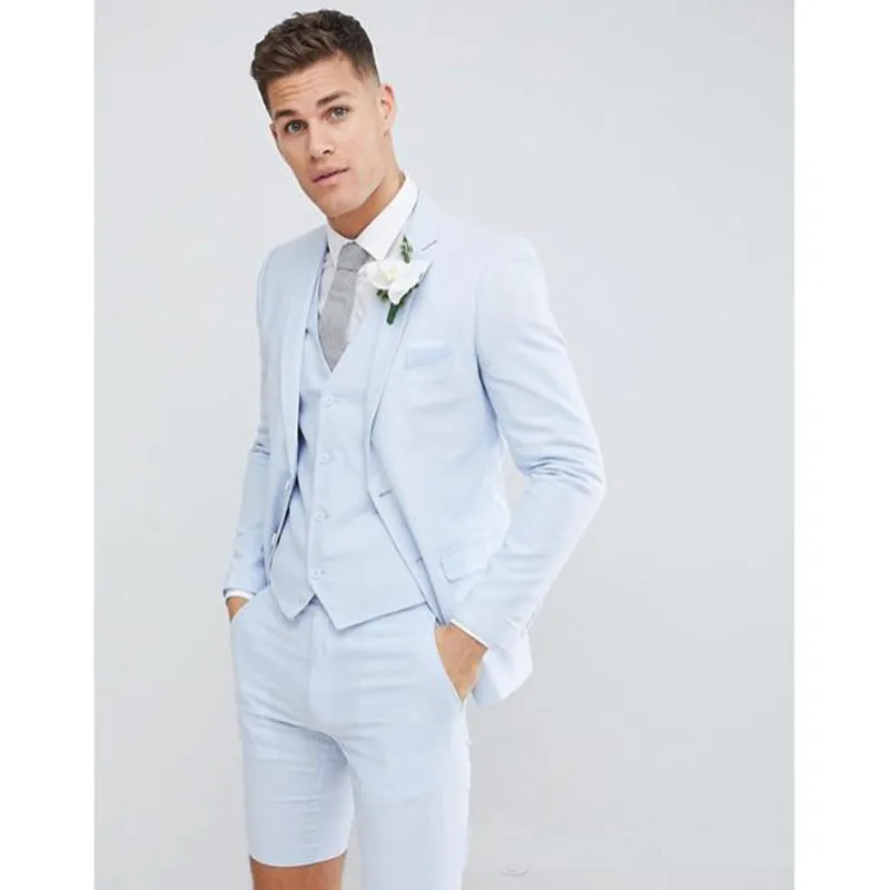 Trajes Elegantes De Los De La Boda Hombre Joven Chaqueta + Pantalones Cortos + Chaleco Trajes De La Chaqueta De La Manera Para Partido De Tarde Del Baile De