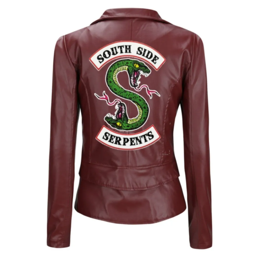 South Side Southside Serpents Riverdale PU Cuir A Capuche Rouge Noir Moto Veste Vestes Femmes Streetwear Serpent Manteau Moto Du 39 65 DHgate
