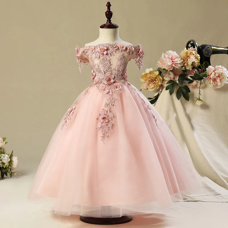 Flower Girls Dresses Puffy Skirt Full Length Little Toddler Infant Wedding Party Communion Formal Dress From 42 14 DHgate