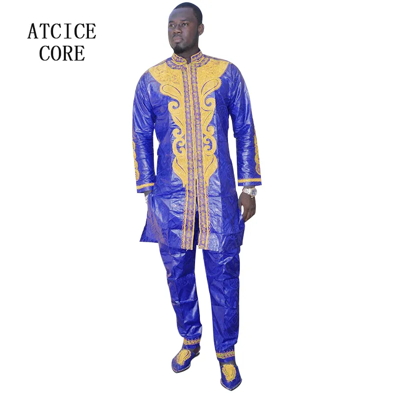 Afrikanisches Bazin Riche-Stickerei-Design, Kleid, Herren-Kleidung, Oberteil mit Hose, LC060#274W