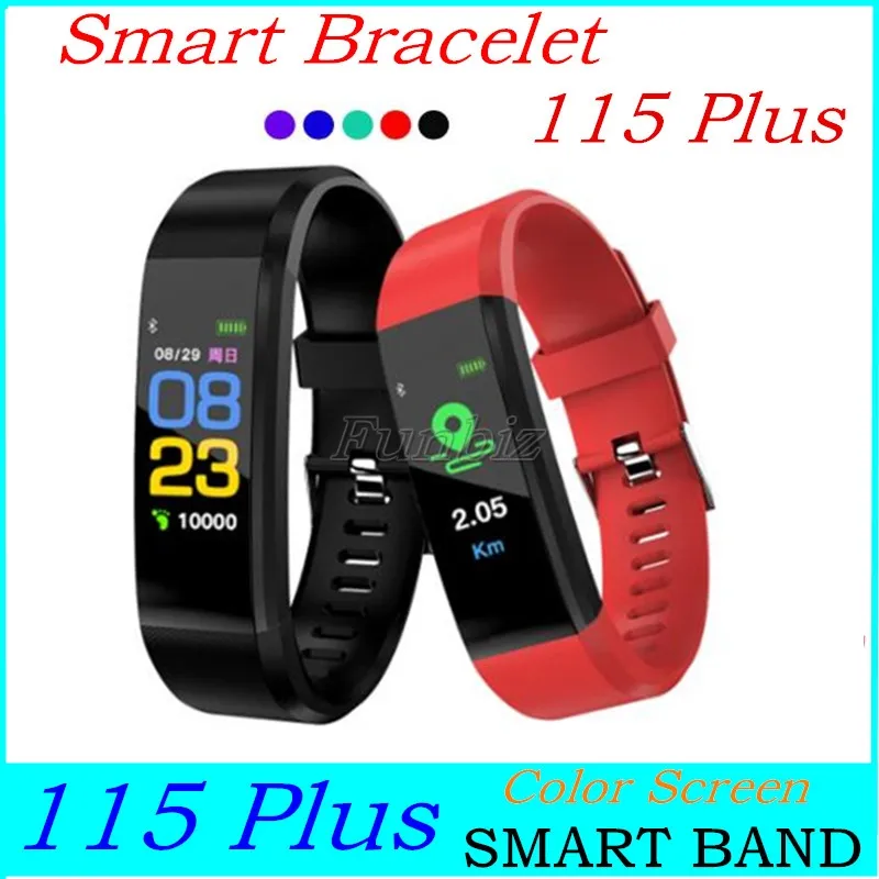 115 PLUS Smart Cyfrowy Zegarek Tętna Monitor Passometr IP67 Wodoodporny SmartWatch dla mężczyzn Kobiety Kids ID 115 Plus Bransoletka