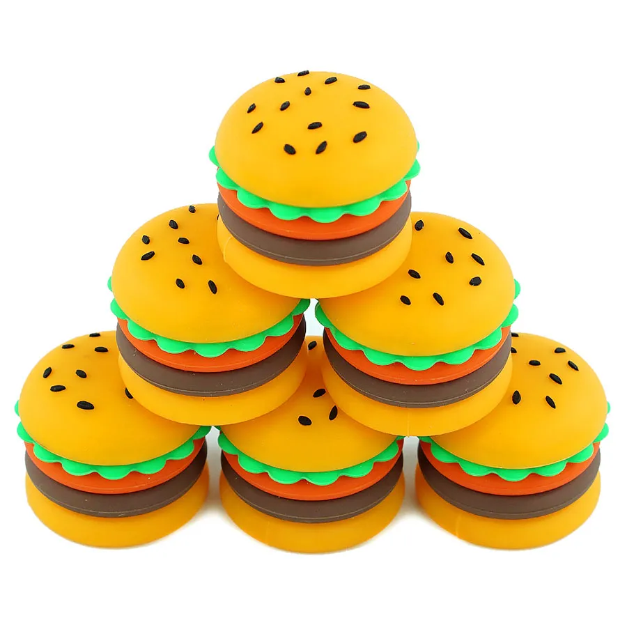 Nonstick wax containers silicone hamburger shape 5ml smoking oil container food grade storage jars for vaporizer vape dab tool