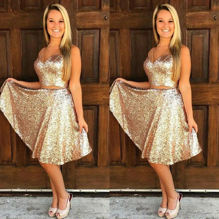 short gold dresses