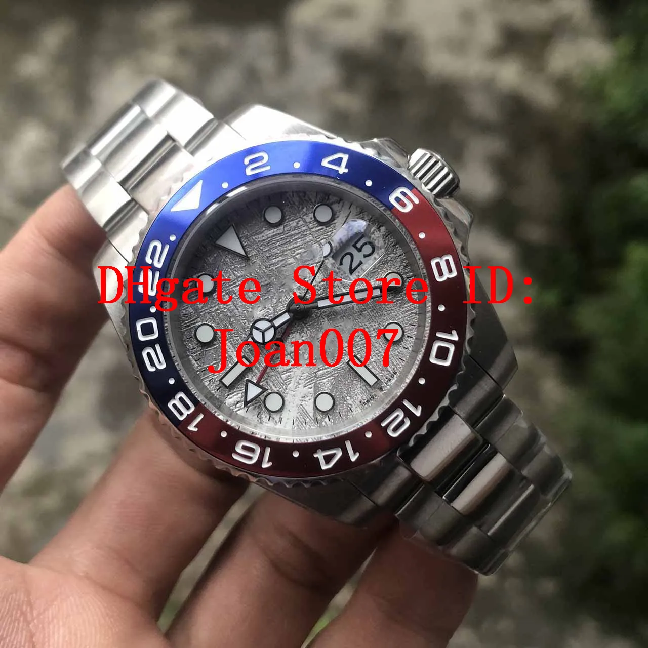 Yüksek Kaliteli Kaya Kül Dial Erkekler izle 2813 Hareketi Mavi/Kırmızı Seramik Çerçeve Safir Cam 40mm Erkek Kol Saatleri GMT Saatler