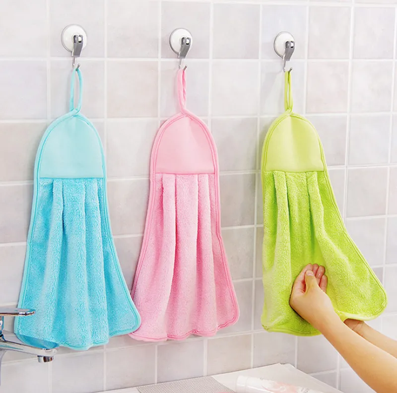 Chiffon de nettoyage Serviette de cuisine Chiffon à vaisselle Serviette suspendue Super-Absorbant Coral Velvet Cloth DHL Fedex Livraison gratuite