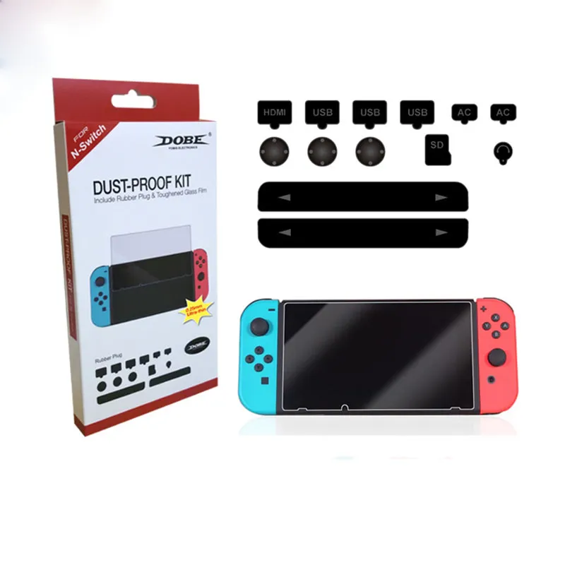 Super jeu Kit accessoires de protection pour Nintendo Switch hôte protecteur d'écran en verre trempé + prise anti-poussière hôte TNS-862 nouveau