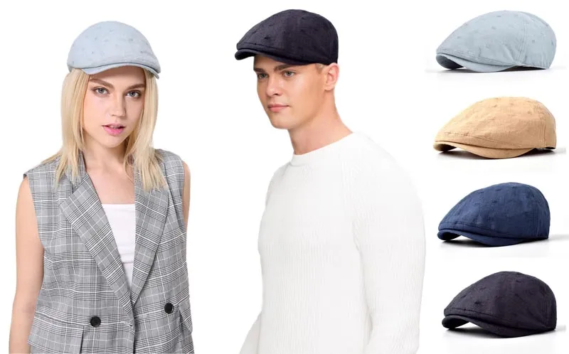 Stand Focus Unisexe Femmes Hommes Unique Ivy Cap Gavroche Bec De Canard Golf Conduite Soleil Plat Chapeau Mode Printemps Été Tissu Jacquard Coton Lin