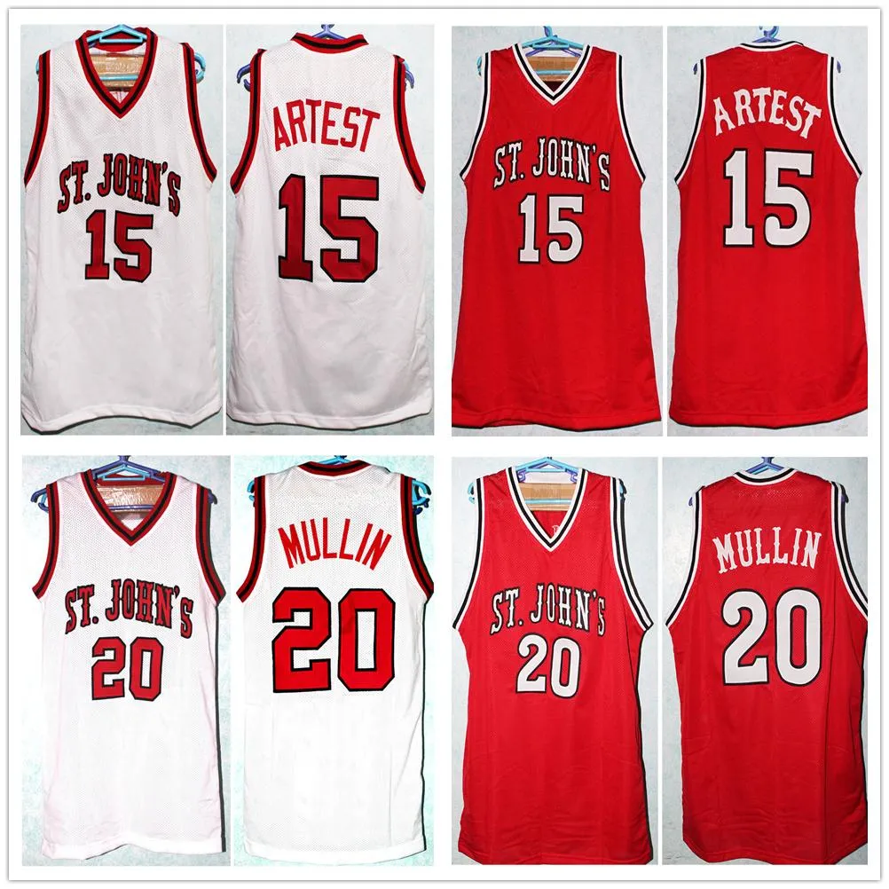 Ron Artest # 15 Maglia da basket Chris Mullin # 20 Walter Berry # 21 St. John's University Retro Maglia da uomo con nome personalizzato