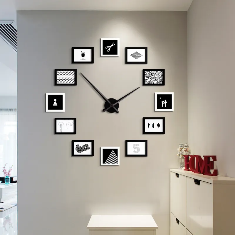 Photo Frame Diy Wall Modern Design Square Creative Wall Clock Living Room Reloj Pared Grande Home Decoration LL60WC From Aozhouqie, $83.4 | DHgate.Com