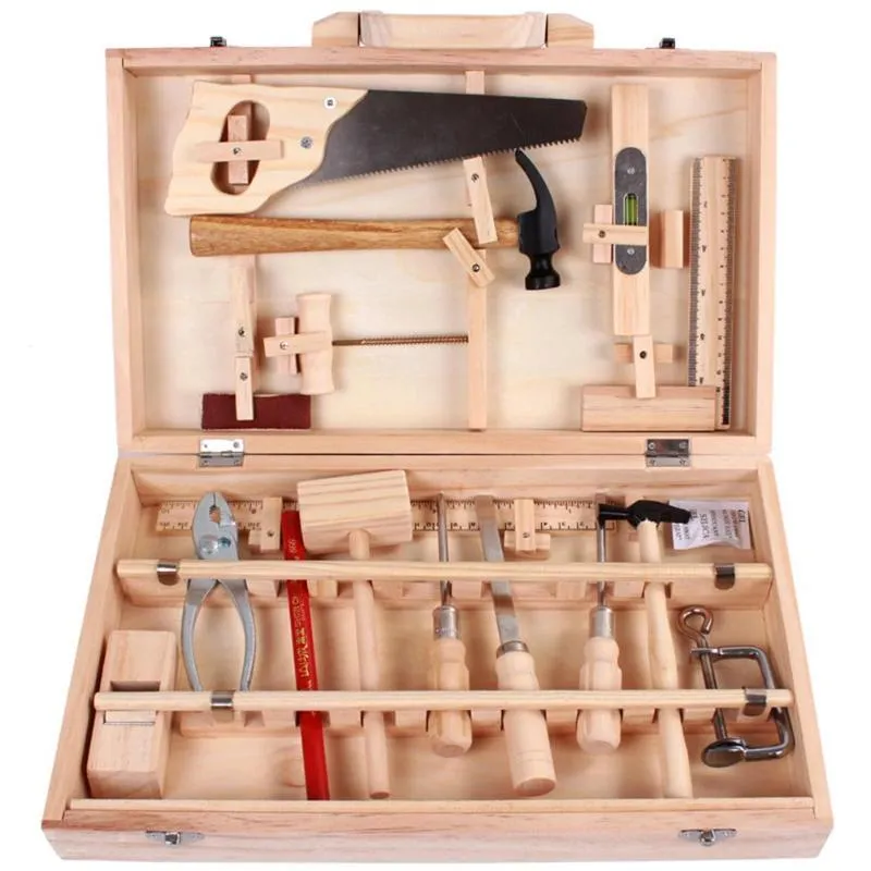 Professional Multifunctional Wooden Puncture Repair Kit Toolstation For Kids Pretend Play Set With Wooden Box Building Toy From Coolhi 45.65 DHgate.Com