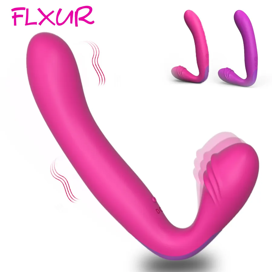 Flxur Dupla Acabou Strapless Strapon Vibradores Vibradores Para As Mulheres Gay Silicone G Spot Vaginal Anal Intimate Brinquedo Do Sexo Adulto Para A Mulher Y190722 De $172,92 DHgate imagem