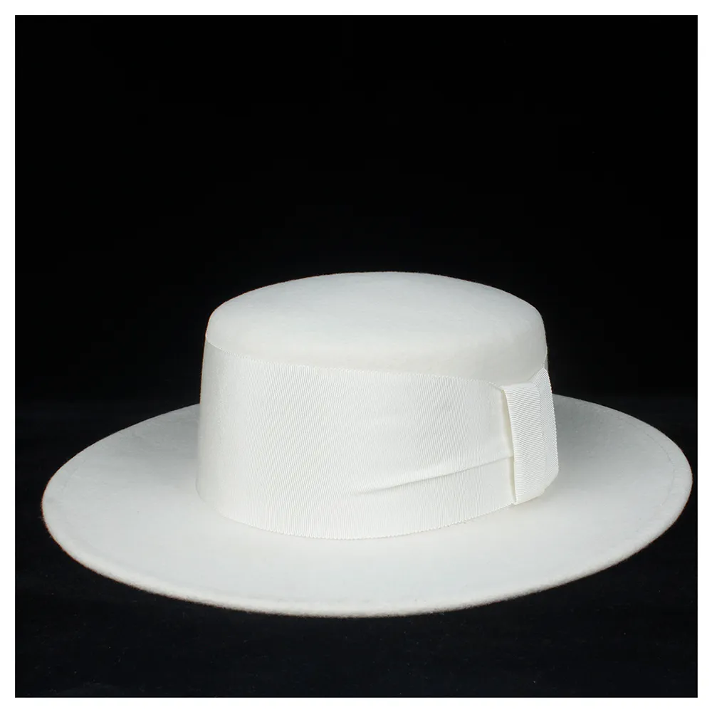Save Big on Bulk White Wide Brim Fedora Hat Ladies Wide Brim Hat, White  Wool Fedora Hat: Elegant Flat Top With White Ribbon, Size 56 58CM,  Lightweight