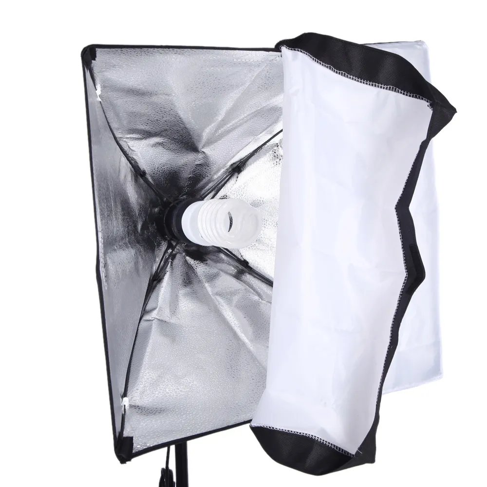 Kit d'éclairage de photographie professionnelle Photo Studio Set 135W Daylight Bulb Light Stand Square Cube Softbox Sac en porte-à-faux