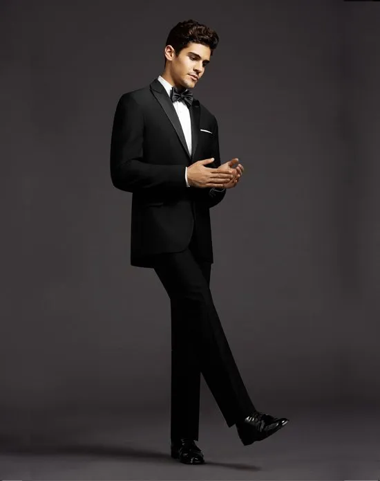 Handsome One Button Groomsmen Peak Lapel Groom Tuxedos Men Suits Wedding/Prom/Dinner Best Man Blazer(Jacket+Pants+Tie) AA170