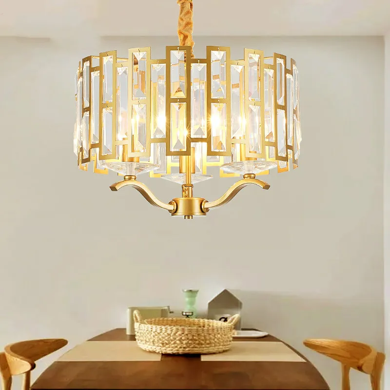 Postmodern LED Luksusowy K9 Kryształowy Żyrandol Oświetlenie Salon Złote Wiszące światła Nordic Sypialnia Wisiorek Lampa Dining Oprawy