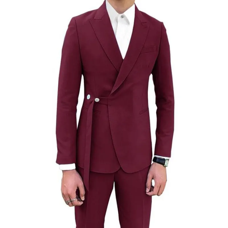 White Slim Fit Boyfriend Suits dla mężczyzn 2 -częściowy szczyt Lapel Custom Wedding Tuxedos dla drużbów Man Fashion Ubrania Kurtka 216Y