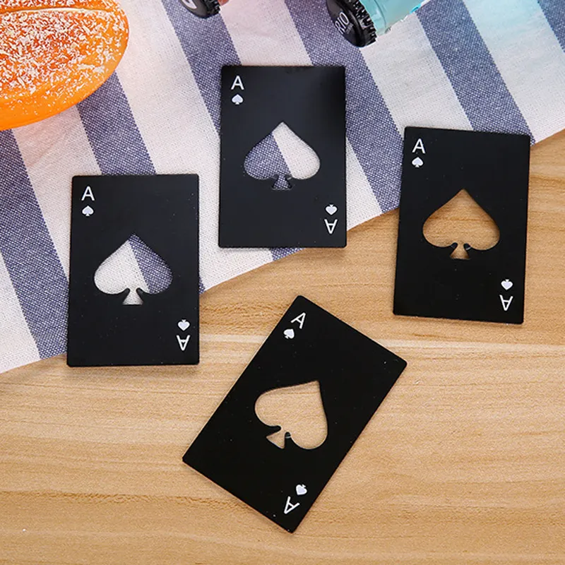 Creative Poker Card Beer Bottle Opener Bar Tools Soda Bottles Opener Portable Durable Black Silver Spades Playing Card Opener DH1245 T03