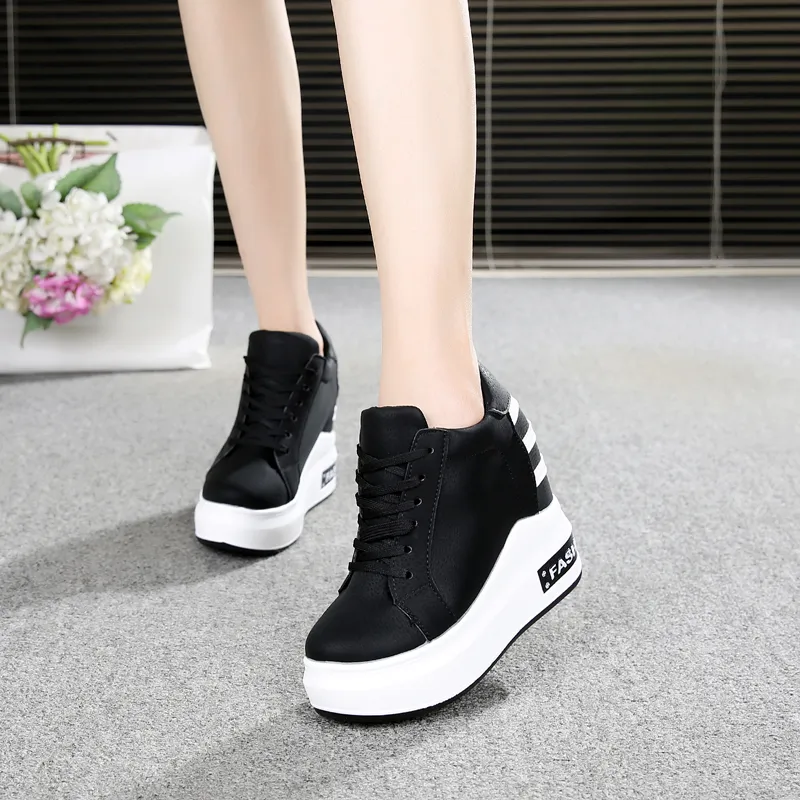 Vente chaude-2019 printemps femmes bottines chaussure haute hauteur accrue chaussures femme mode plate-forme baskets