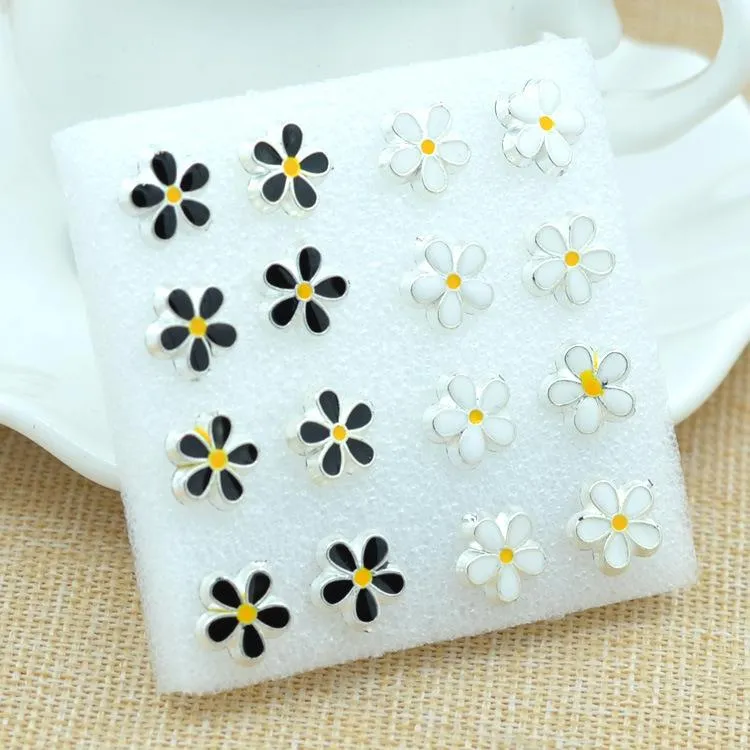 Earrings For Women Vintage Drip White Black Flower Stud Earrings Earings Fashion Jewelry Channel Stud Earrings