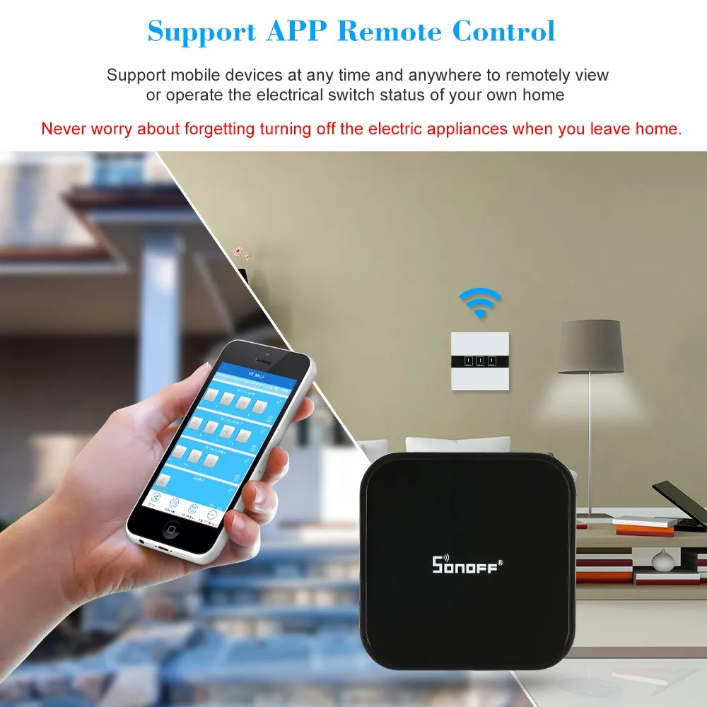 Sonoff RF Bridge Smart Wifi Switch Drahtlose Fernbedienung für Heimcomputer Arbeiten Sie mit Alexa und Google Android iOS 433MHz