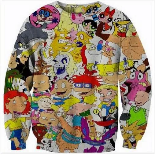 Yeni Moda Bayan/Erkek Karikatür Rugrats 90'lar Komik 3D Baskı Crewneck Sweatshirt Jumper Kadın/Erkek Moda Giyim AABB018