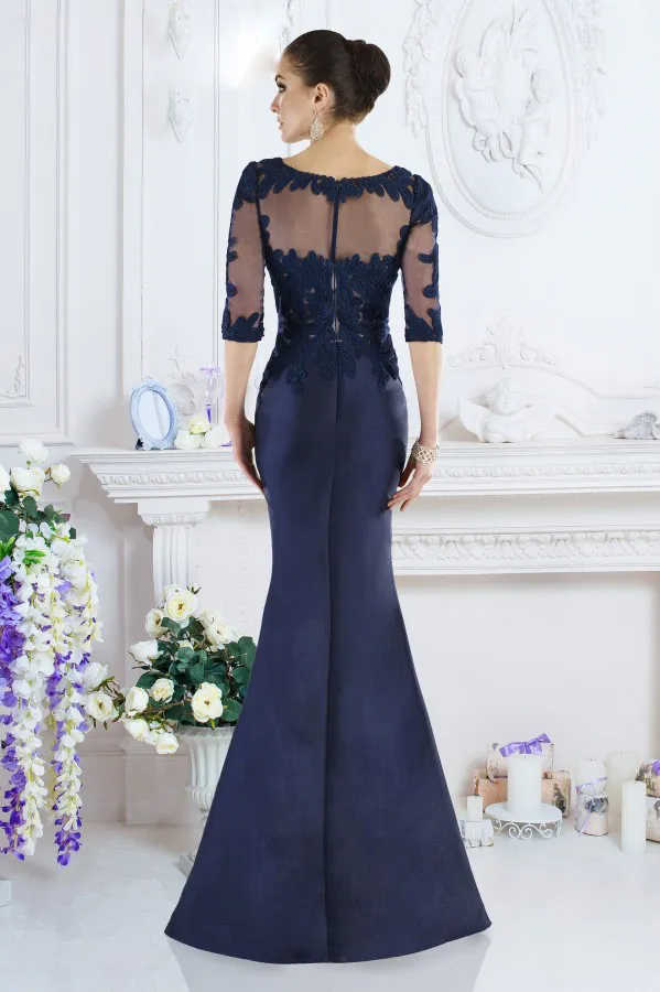 navy blue mermaid wedding dress fitted lace wedding dress Navy Blue Mermaid V-neck Off Shoulder Prom Dresses