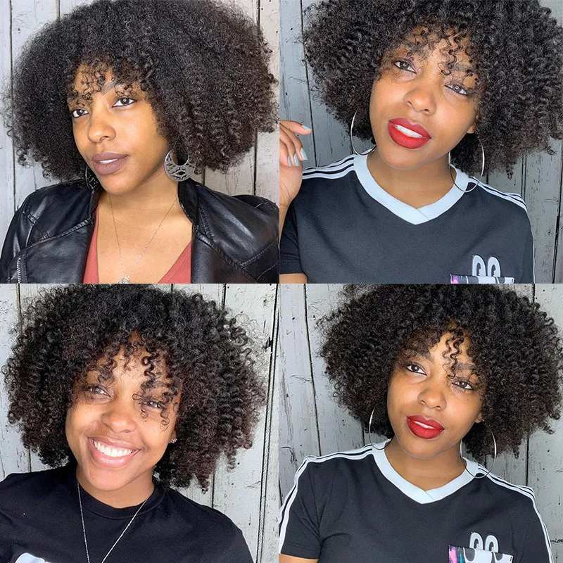 Afro kinky curly u Teilperücke 180% dichte brasilianische jungfrau menschliche haare upartperücken