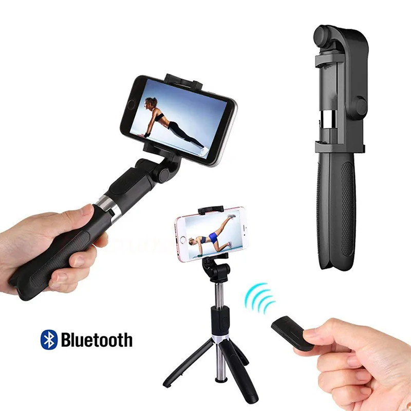 3 en 1 sans fil Bluetooth Selfie Stick Mini trépied monopode extensible universel pour iPhone XR X 7 6s Plus Pau De Palo