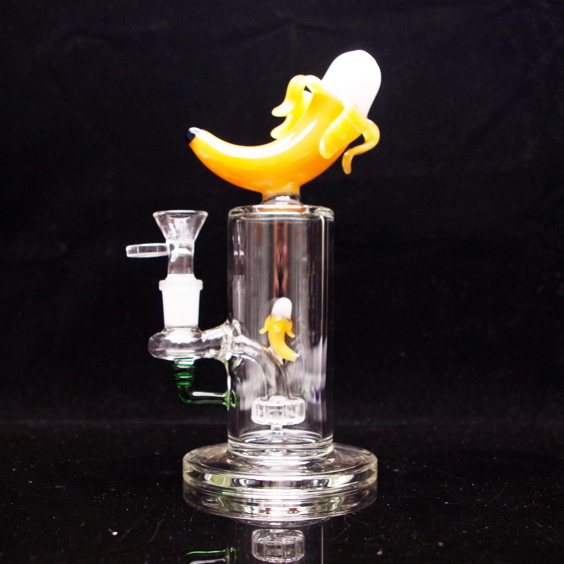 8 Inches Hookahs banana decoration Oil rig Glass Bong glass pipe with1 clear bowl included