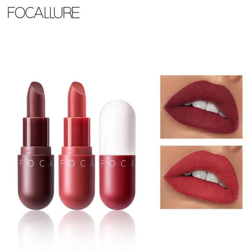 FOCALLURE Nowy Design 8 Kolory Dla Opcji Mini Gładki Velvet Matte Up Lipstick Makeup Waga netto 1.7g 96 sztuk / partia DHL