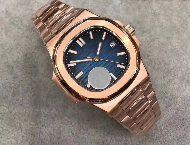 Роскошные мужские часы Nautile 5711 классический 18 карат золото синий 40 мм сапфировый циферблат 50 м водонепроницаемый прозрачный назад мужской подарок бесплатная доставка