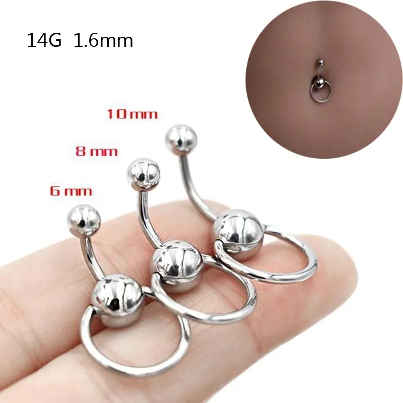 Anneaux de nombril Sexy en acier inoxydable, boule d'argent circulaire, anneau de nombril Sexy, bijoux de perçage simples pour le corps (6mm/8mm/10mm)