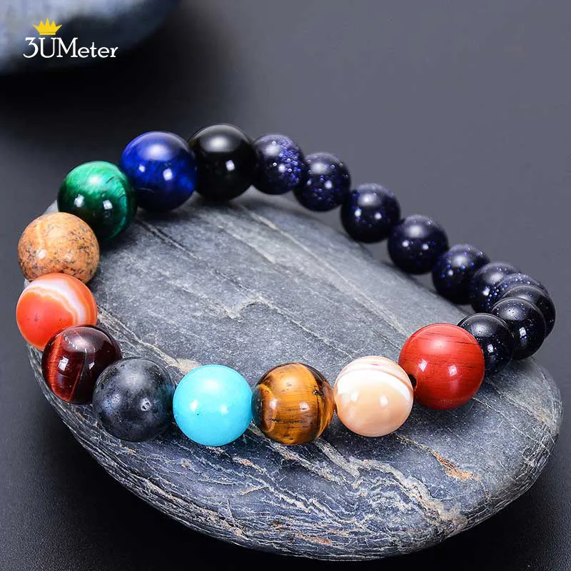 Eight Planets Natural Stone Universe Solar Galaxy 7 Chakra Beads Bracelets  Yoga