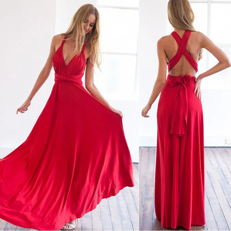 Wrap Convertible Boho Maxi Club Red Dress Bandage Long Dress Party Bridesmaids Infinity Robe Longue Femme