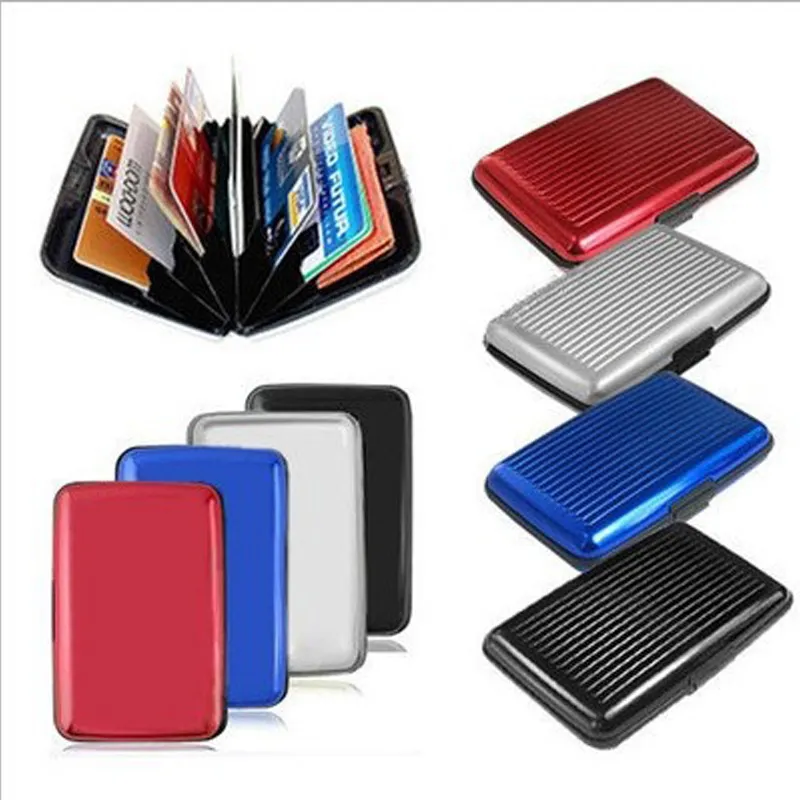 Pocket ID Kreditkort Plånbokshållare Fodral Box Aluminium Metal Vattentät Business Kreditkort ID Förpackning Bank Case Card Hållare VT0203