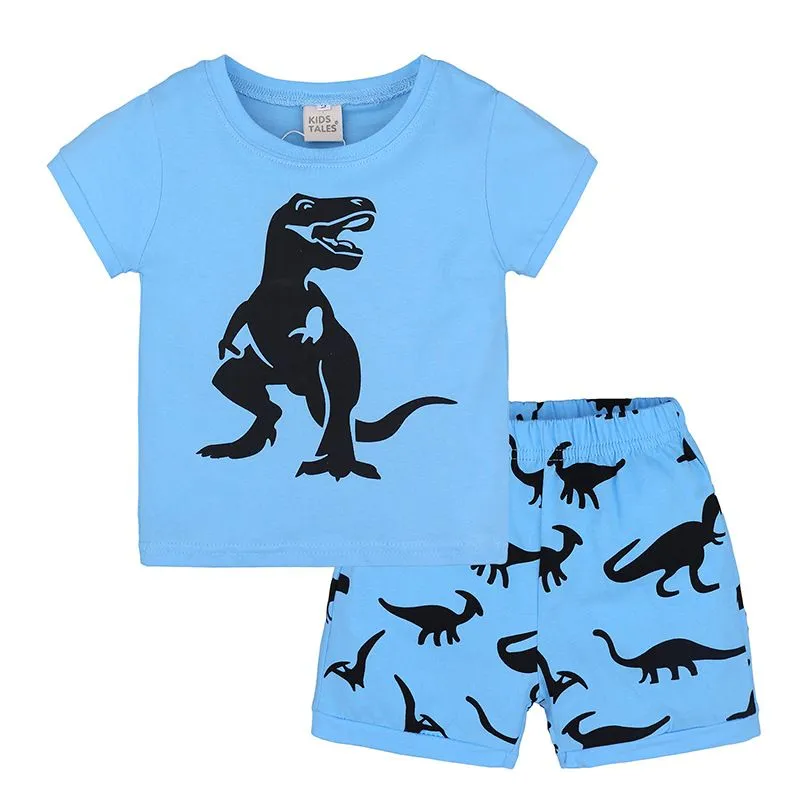 Juegos de ropa para niños pequeños Niños de verano Baby Boy Boy Boys Dibujos animados Dinosaur Juegos de ropa para niños pequeños Niños de verano Baby Boy Boy Boys Dibujos animados Dinosaur