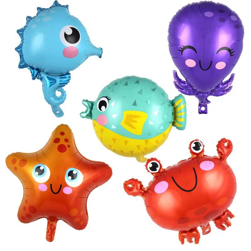 Sea world cute fish octopus foil balloons birthday party decoration ocean animal air ball holiday kids toy supplier