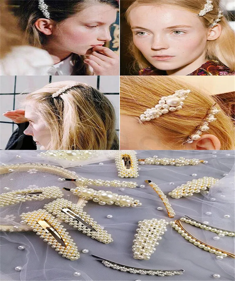 35 style Fashion Woman Pearl Hairpin Girl Temperament Barrettes Sweet Korean Style Bangs Clip Lady Beautiful Party Hair Accessories dc377