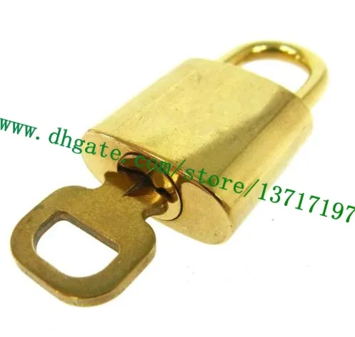 Top Grade Bag Parts One Set Lock & Key Brass Gold tone For Speeedy Allma Keapall Rolling Luggage Suitcase Duffle Padlock