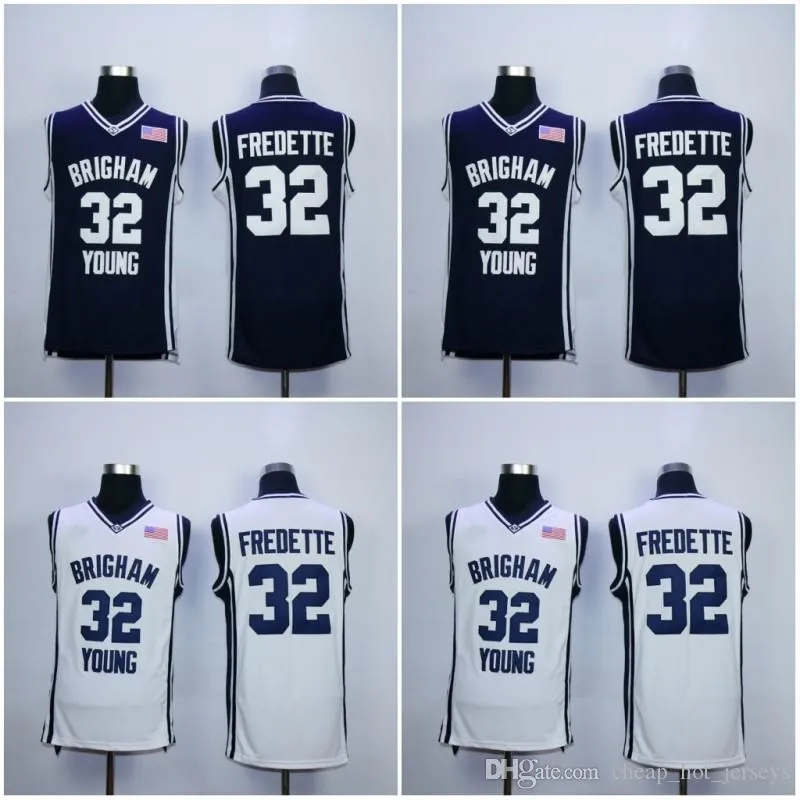 Mens Brigham Jovens pumas Jimmer Fredette Faculdade Basquete Jerseys Vintage Jimmer Fredette # 32 Shanghai Tubarões Costurados Basquetebol Camisas