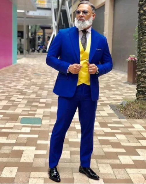 Mais recente projeto um botão Royal Blue Men Wedding Suits pico lapela Três Peças Negócios Noivo Smoking (Jacket + Calças + Vest + Tie) W1115