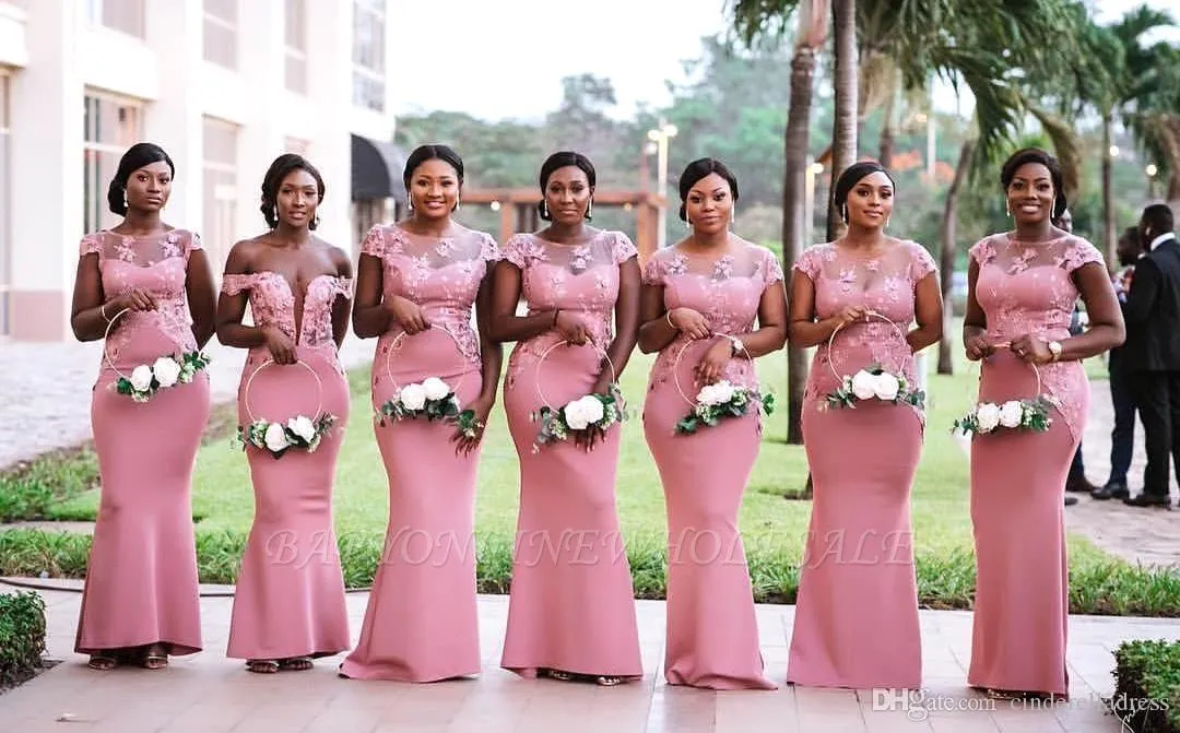 Pink Mermaid Asos Pink Bridesmaid Dresses With Sheer Neckline And