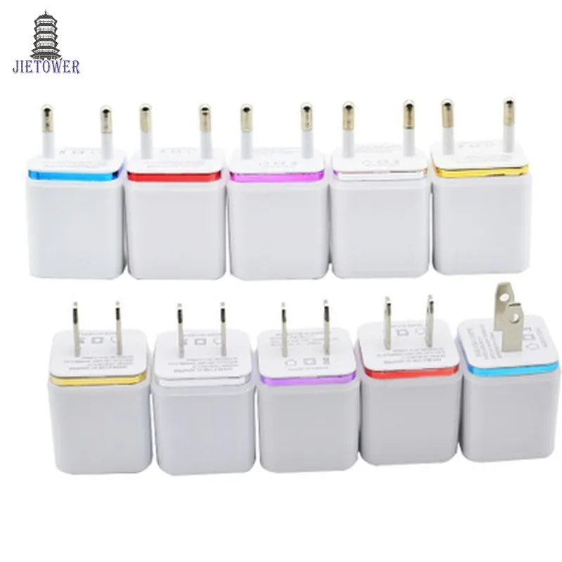 Kolorowe 2a + 1A US Plug AC Zasilacz Home Trave Wall 2 Port Dual USB Ładowarka do iPhone 4 5 6 Plus dla Samsung HTC 200 sztuk / partia