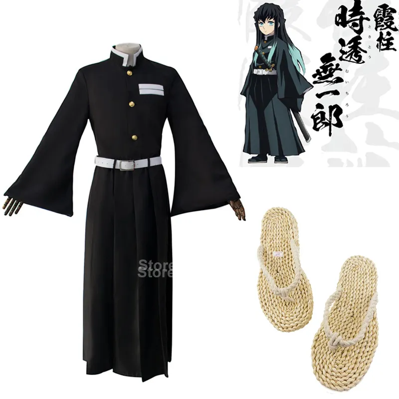 2023-demônio Slayer Kimetsu No Yaiba Tanjirou Kamado Cosplay Fantasia  Kimono Cloak Halloween Party Anime Roupas Uniforme Set-1