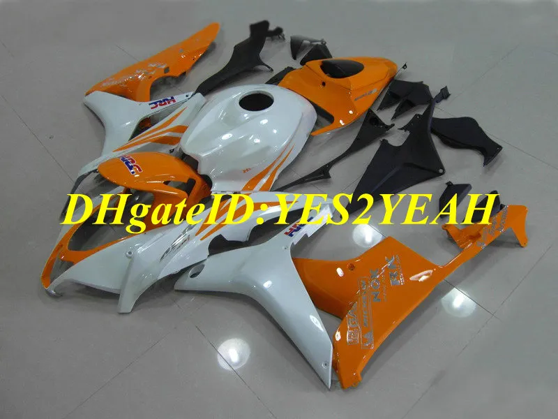 Niestandardowy zestaw motocyklowy do Honda CBR600RR 07 08 CBR 600RR F5 2007 2008 CBR600 ABS Orange White Fairings Set + Gifts HX41