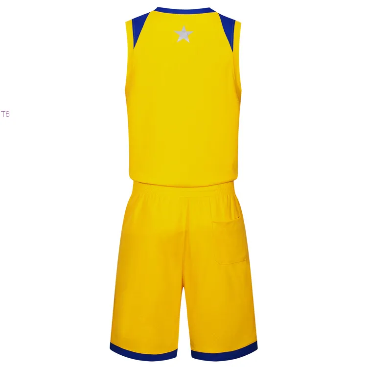 2019 nouveaux maillots de basket-ball vierges logo imprimé taille homme S-XXL prix pas cher expédition rapide bonne qualité jaune Y004nh